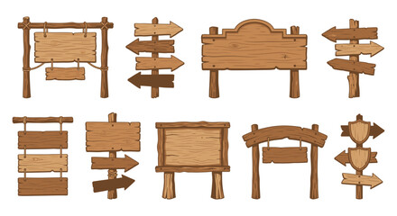 Wooden signposts with arrows vector illustration on a white background © Bijori