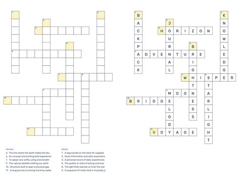Crossword puzzle template with blank spaces and clues for players  