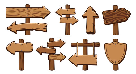 Wooden Signposts And Directional Arrows Vector Illustration © Bijori