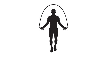 Jumping rope silhouette against a white background fitness illustration © MD