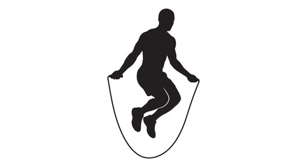 Jumping rope silhouette against a white background simple black shape © MD