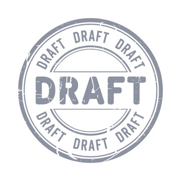 Circular draft stamp with text gray vector illustration on transparent background