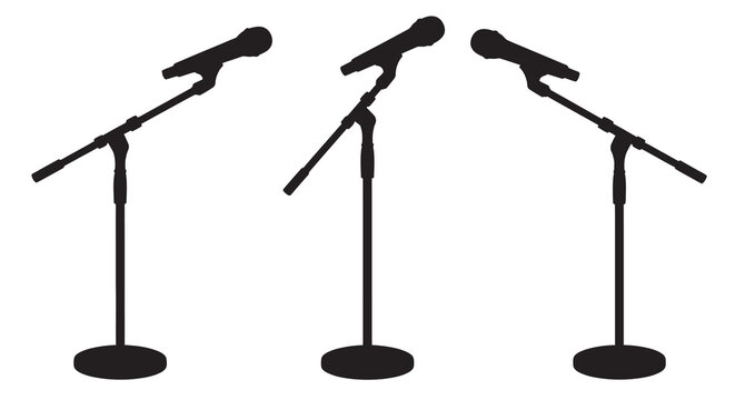 Microphone Silhouettes On White Background Vocal Performance Equipment