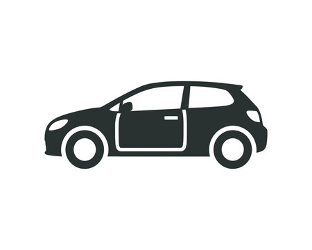 Black silhouette of a hatchback car