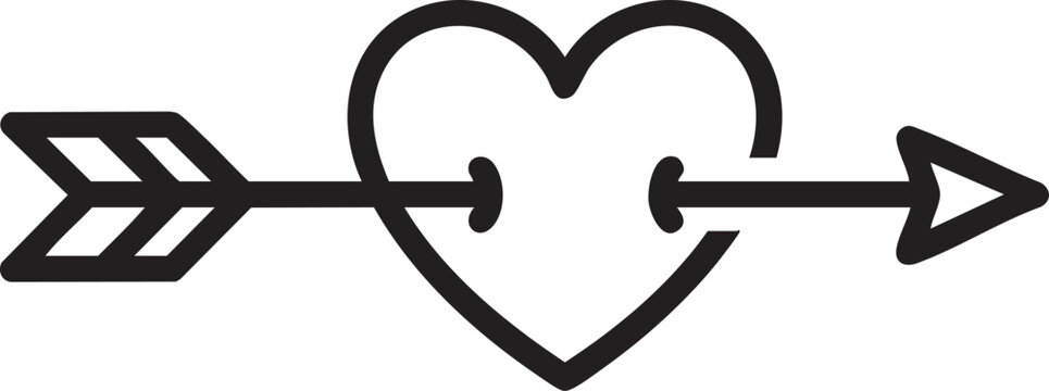 Black heart pierced by an arrow