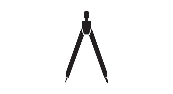 Drafting compass silhouette on a white background simple geometric design