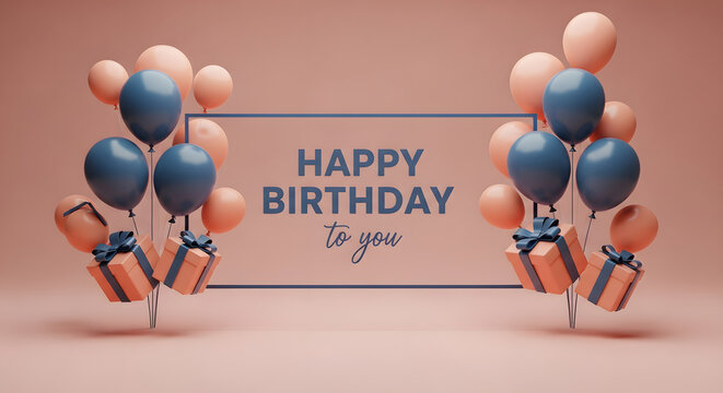 Happy Birthday To You With Balloons And Gifts - A Celebratory Design