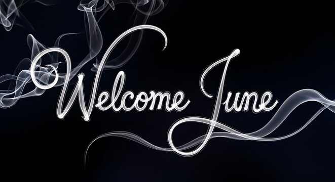 Elegant handwritten welcome text in cursive on dark background.