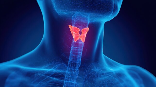 Thyroid disease comprehensive medical illustration depicting various thyroid gland disorders, hormonal abnormalities, endocrine system pathologies, neck organ lesions, 
