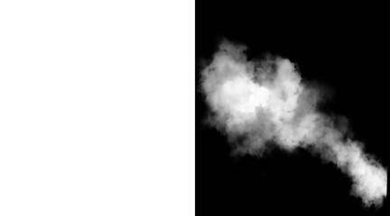 Atmospheric white smoke plume on black background, ethereal steam cloud texture, realistic fog vapor effect for digital compositing and design © Nurshita