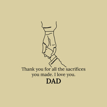 Emotional Father and Child Hand Holding Father&rsquo;s Day Illustration