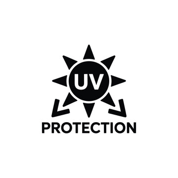 uv protection icon sun symbol with letters black silhouette