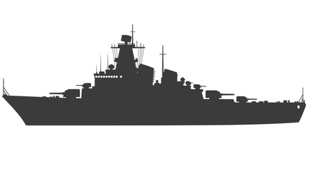 Silhouette of a powerful warship, navy vessel, military fleet, sea power © aqwel