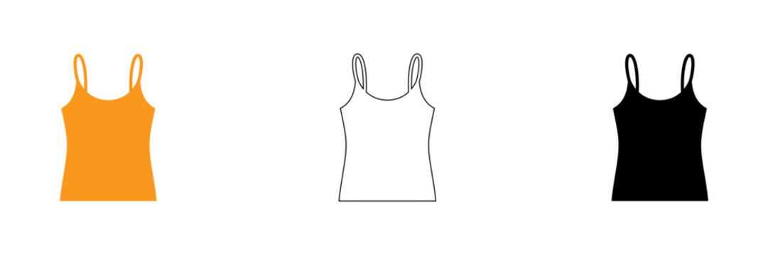 Three colorful women's racerback tank tops isolated on transparent background, Vector