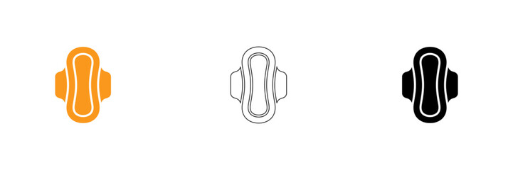 Modern sanitary pad icon set in three styles isolated on transparent background, Vector © Md Riyad