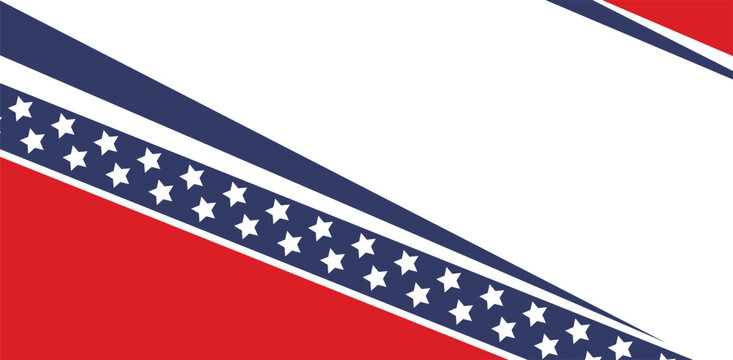 Patriotic American Flag Banner Background with Stars and Red Blue Stripes