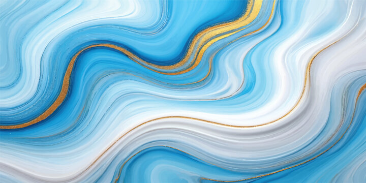 An abstract blue wave background featuring a flowing liquid texture with dynamic 3D swirls and light motion that creates a beautiful wavy ocean pattern backdrop
