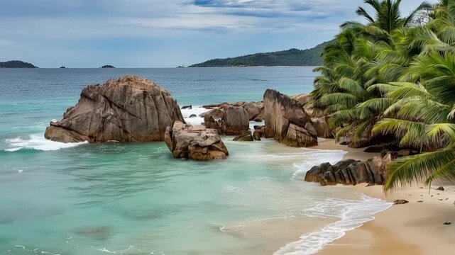 Seychelles island in Africa. Anse Source D'Argent, paradise beach. La Digue at Anse Lazio.