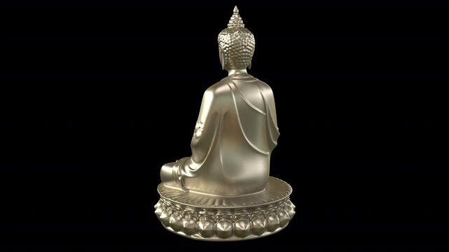 Buddha silver statue rotating &ndash; 3d render looped.