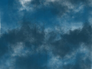 Obraz premium Dense dark storm clouds rendered with heavy thick textures and dramatic blue tones creating an atmospheric weather effect suitable for compositing projects presented as a high resolution image on tran