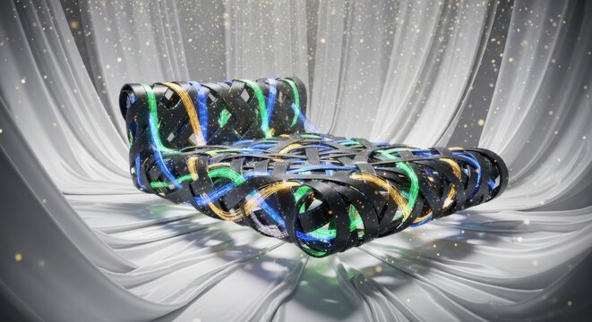Futuristic sofa, neon lit furniture, colorful couch, modern decor