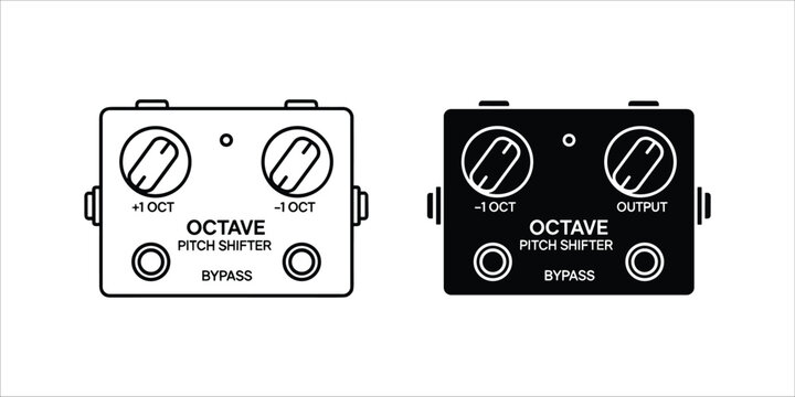 Black and white octave pitch shifter pedals