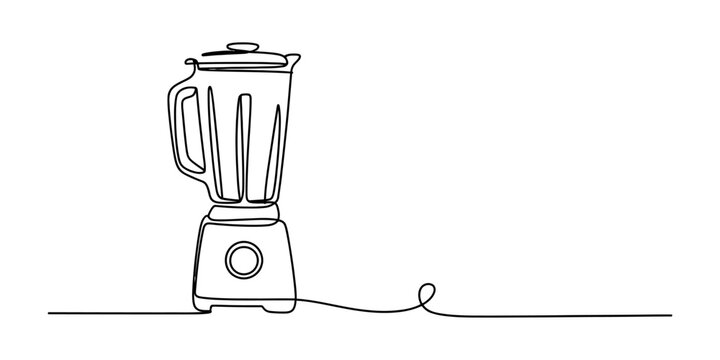Continuous single line drawing of a kitchen blender appliance for making healthy smoothies and juices in a minimalist style for food and drink design Vector, illustration