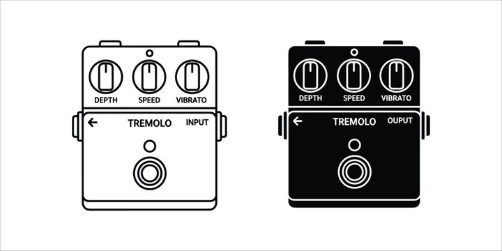 Black and white tremolo guitar effect pedals