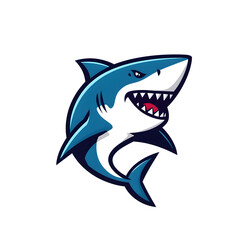 Naklejka premium Blue shark illustration with open mouth on a white background