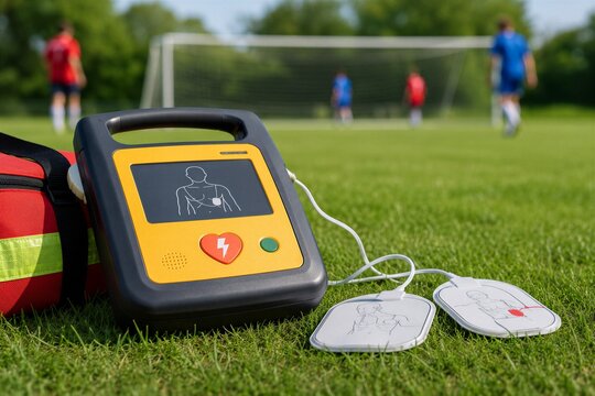 Lifesaving Defibrillator on Soccer Field