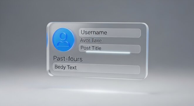 Transparent ID badge, clear plastic card, user profile icon, modern credentials template