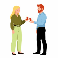 Fototapeta premium Business Partners Exchanging Red Envelopes in Office Setting