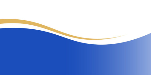 Obraz premium Abstract blue and golden wavy lines on white background. Elegant corporate dynamic wave design illustration for banner, header, poster, or website backdrop.