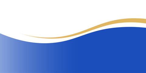 Obraz premium Abstract blue and golden wavy lines on white background. Elegant corporate dynamic wave design illustration for banner, header, poster, or website backdrop.