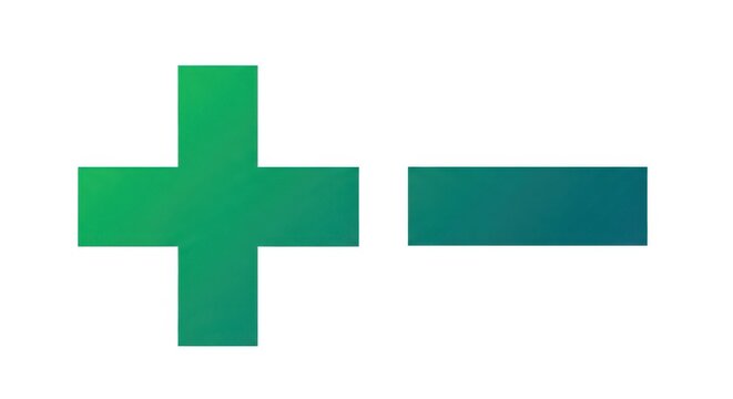 Green plus sign, medical symbol, healthcare icon, gradient effect