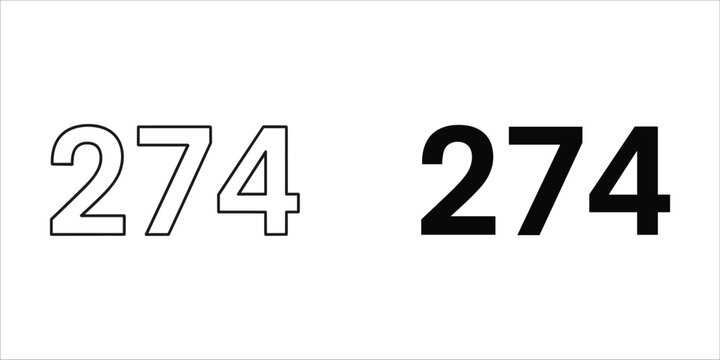 Black and white numbers 274 in two different font styles