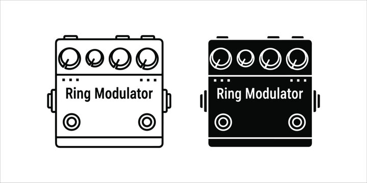 Black and white ring modulator guitar effect pedals