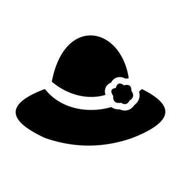 Black Women Hat Icon Isolated on White Background