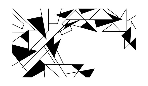 Minimalist abstract geometric background with sharp black and white triangular shapes