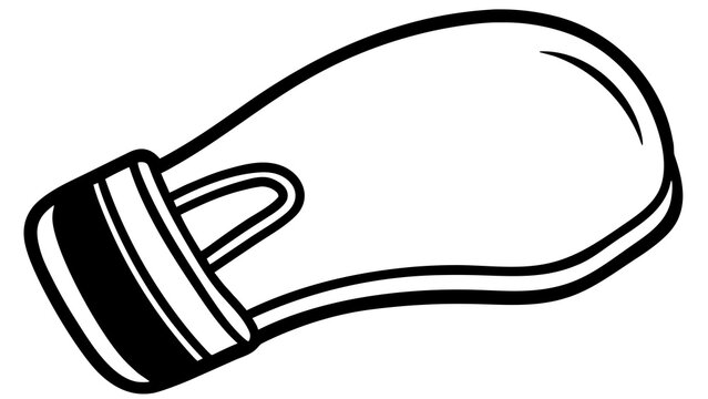 Illustration of a slipper with black and white design and a strap for the foot to hold it on on transparent background silhouette