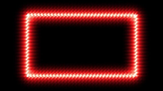 Red glowing square frame on black background a frame with a bright