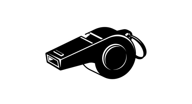 Black and white referee sports whistle.