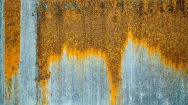 Abstract background of rusted metal surface with drips and streaks of corrosion texture