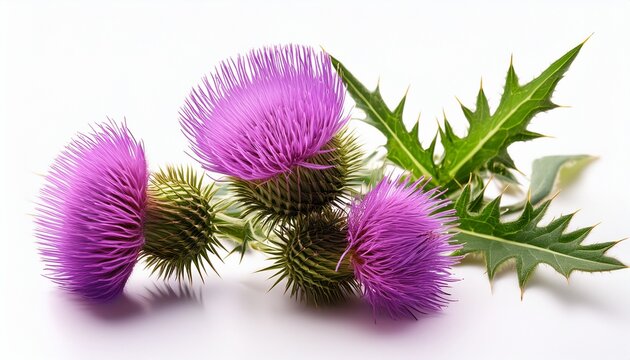 isolated blessed milk thistle flowers on a white background a natural herbal remedy with medicinal properties for health benefits