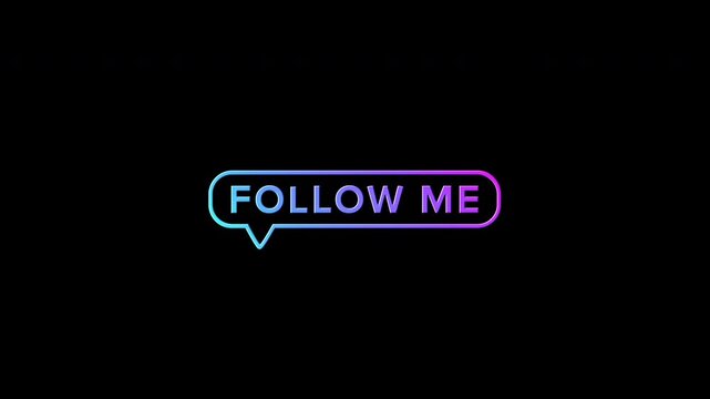 Follow Me Neon Social Media Animation (transparent background)