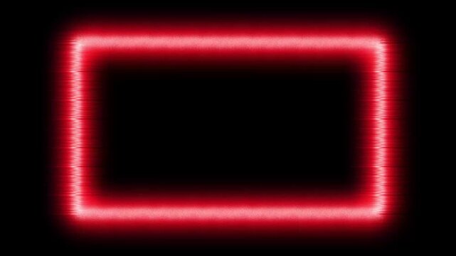 Red glowing rectangular frame on black background a vivid frame