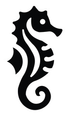 Minimalist seahorse vector icon, black silhouette of a marine animal, stylized sea horse logo element for nautical branding and ocean designs © zahid ahmed