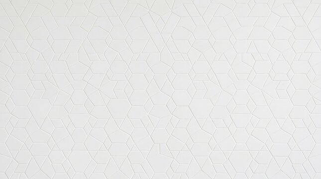 A matte white ceramic tile with an embossed geometric tessellation pattern