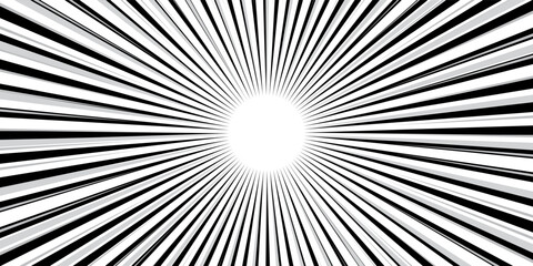 Fototapeta premium Comic strip radial motion lines. Anime comics book super hero speed and fight blast rays texture. Manga superhero action or explosions effect drawing. Cartoon fast zoom and light flash striped eps ink