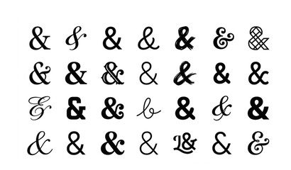 Ampersand sign icon collection modern typography vector symbols set © monjurul